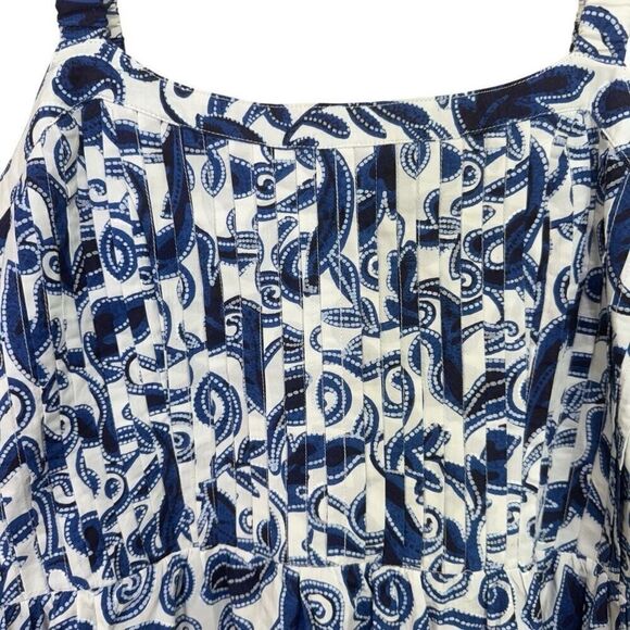 NWT Cleobella Paisley Pleated Sleeveless Square Neck Tia Ankle Dress Blue Large - Picture 5 of 9